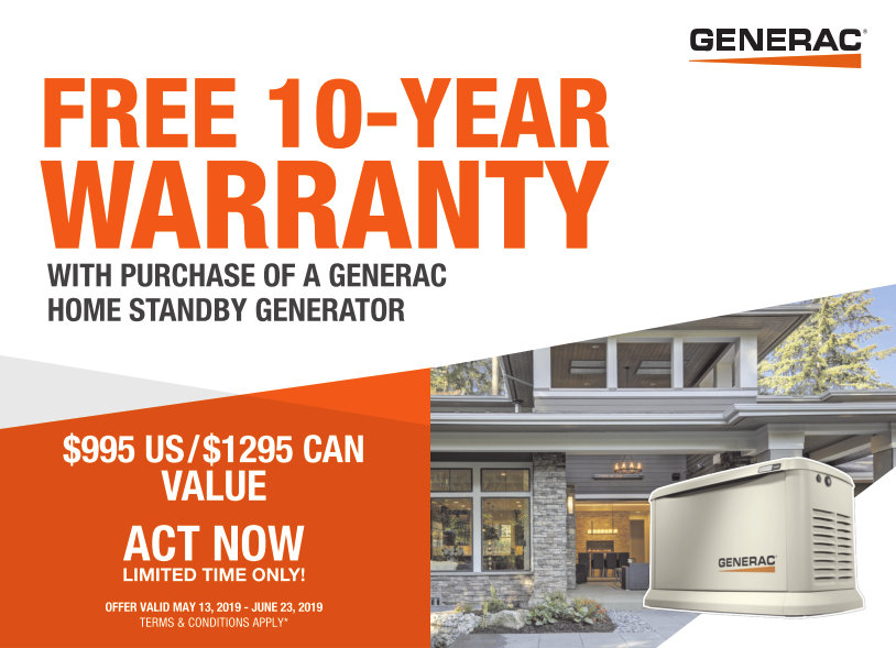 10Year Generac Warranty Extension on Home Standby Generators at