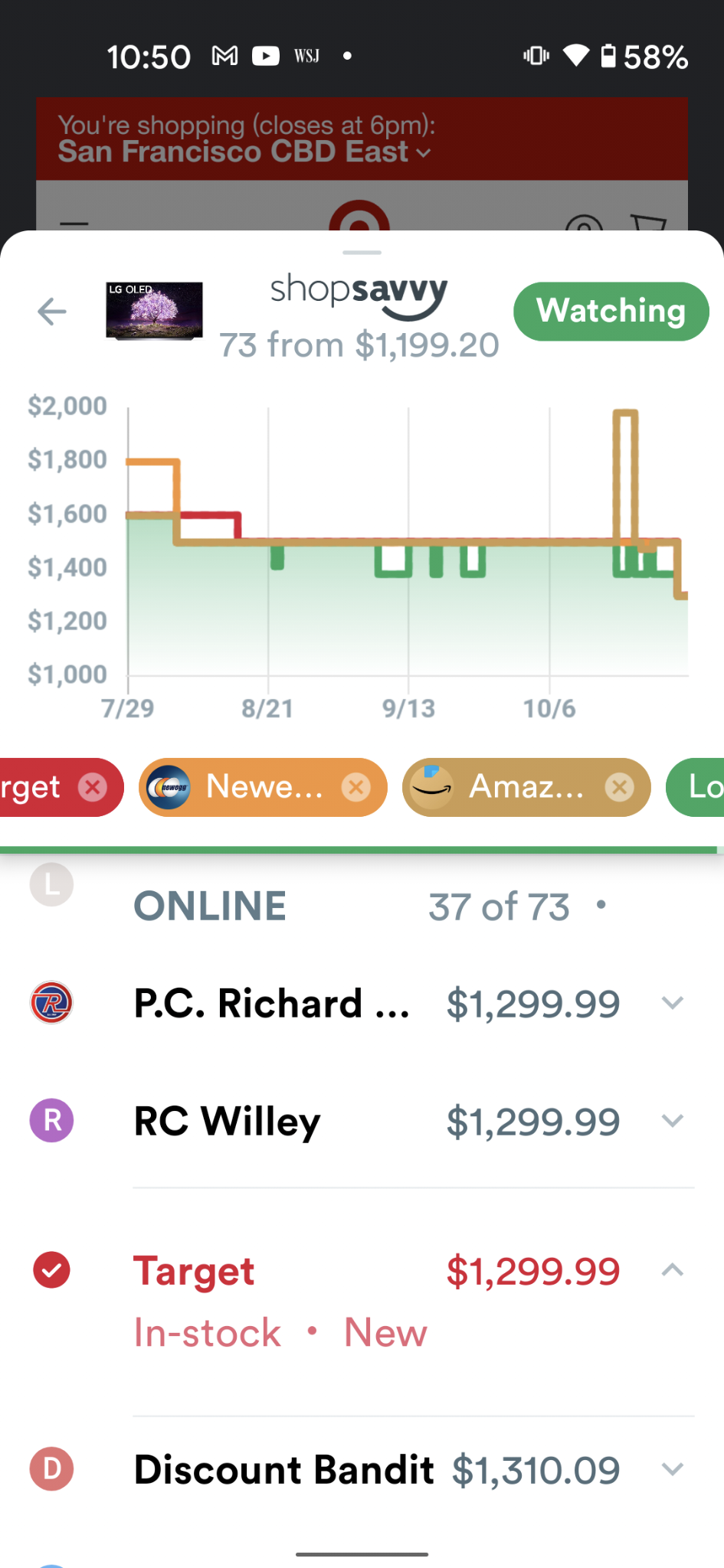ShopSavvy Fall 2021 Update for Android: Introducing Multi Retailer Price History Charts