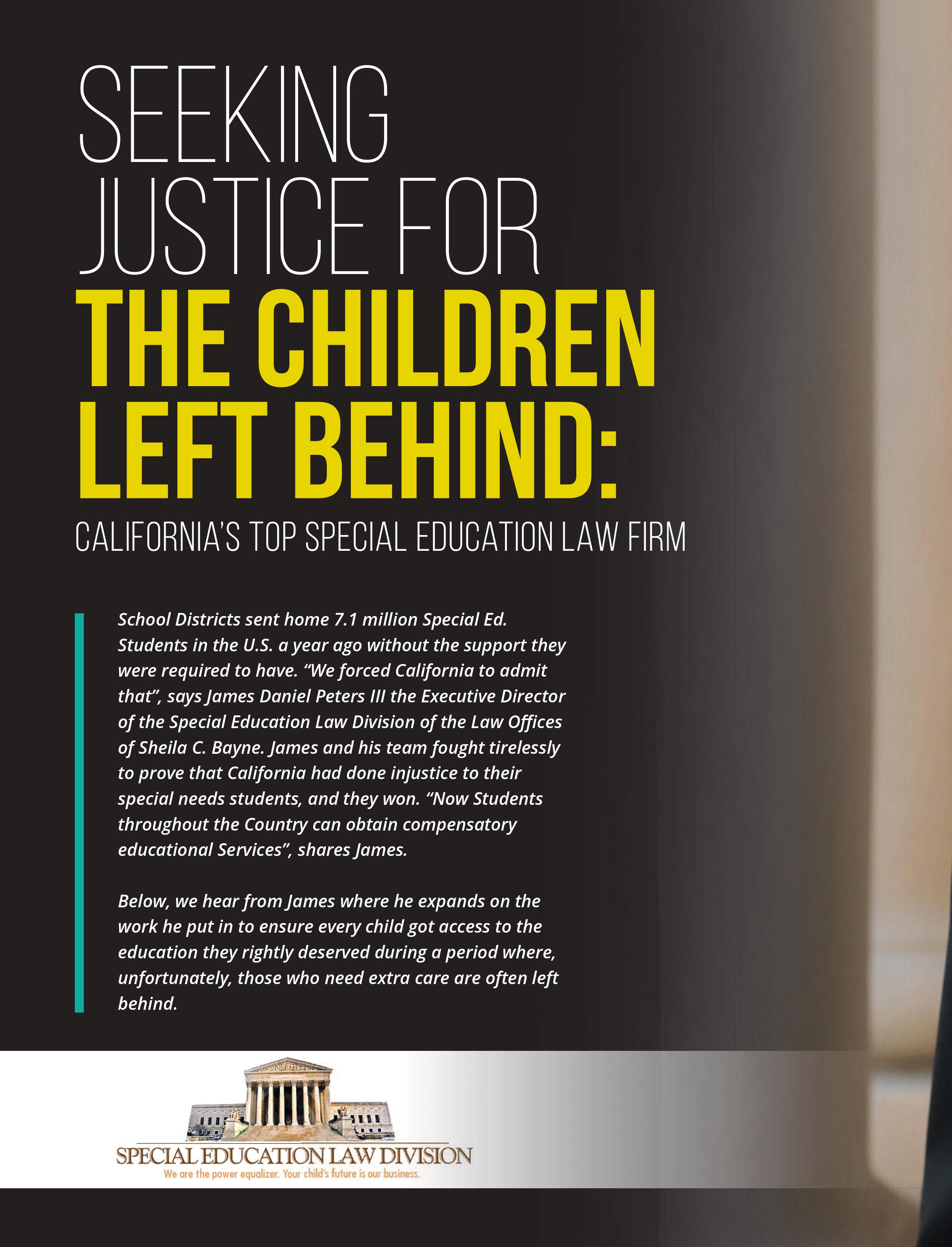 SEEKING JUSTICE FOR THE CHILDREN LEFT BEHIND